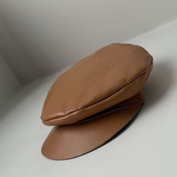 Lack Of Color Tan Leather Biker Cap 57cm M